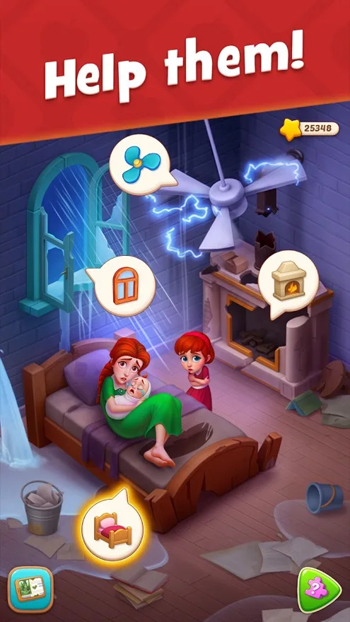 Captura de ecrã de Gardenscapes, um match-3 com restauro de jardins